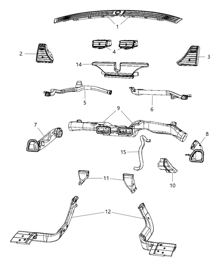 Outlet A/C & Heater Diagram for 1AM68XT1AC
