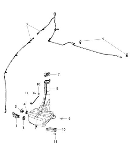 Hose And Connector Windshield Washer Diagram for 68057739AE