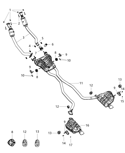 2002 Dodge Caravan Pipe And Converter Exhaust Diagram for 52124621AD