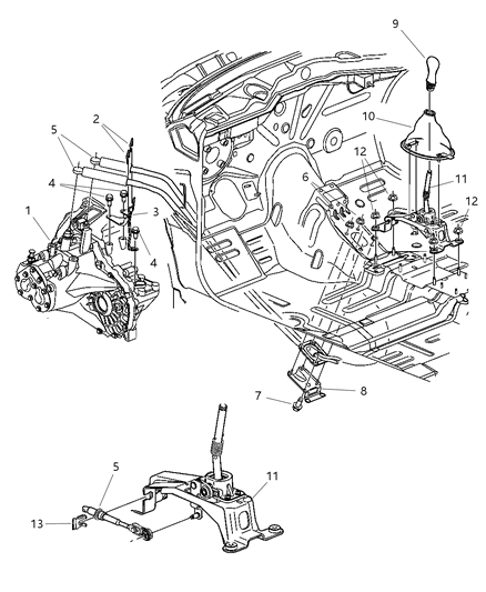 Cable Gearshift Control Diagram for 4668268