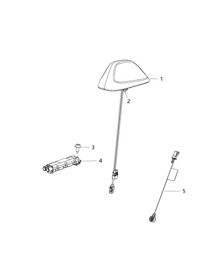 1984 Dodge Ram 50 Antenna Base Cable And Bracket Diagram for 5LQ48NRVAB