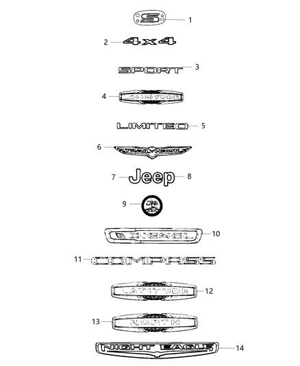 Nameplate Front Door Compass Diagram for 68292419AA