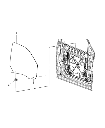 2014 Ram 5500 Door Glass, Front Driver Side Diagram for 55372325AB