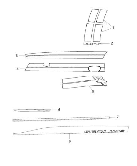Decal Fender R/T Diagram for 1LW76SW1AA