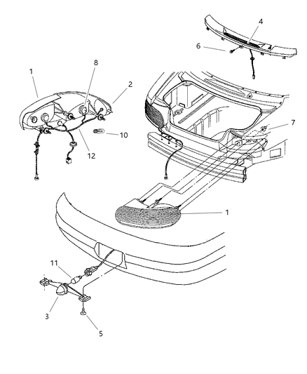 1992 Dodge Dynasty Lamp Tail Stop Turn Diagram for 5288609AB