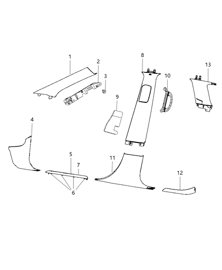 1993 Dodge Ram 50 Panel B Pillar Lower Trim, Passenger Side Diagram for 1GG58DX9AC