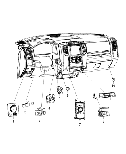 Switch Instrument Panel Diagram for 68271157AA