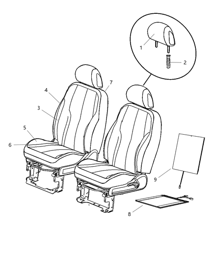 2023 Dodge Durango Headrest Front Diagram for 1DS981DAAA