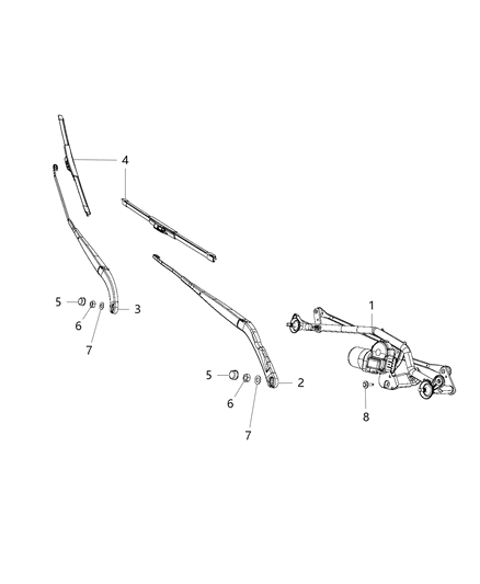 Motor And Linkage Windshield Wiper Diagram for 68266322AA