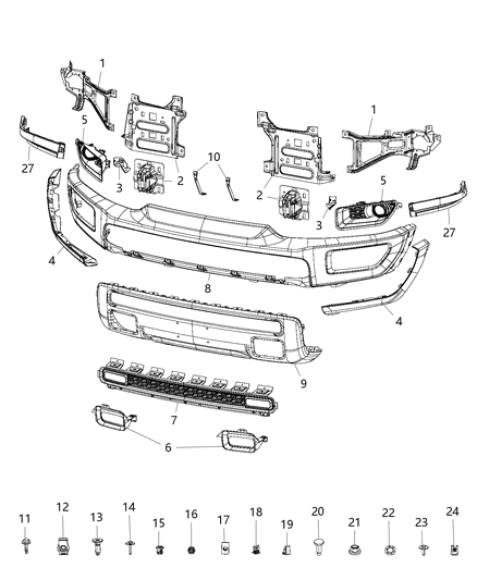 Bracket Kit Bumper Outer Diagram for 68271501AA