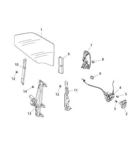 Regulator Front Door Window Diagram for 68259434AA