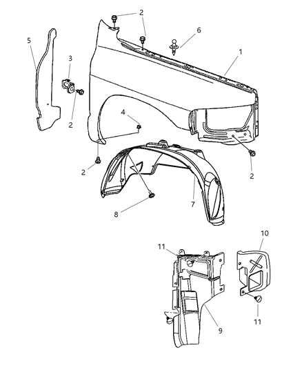 1998 Chrysler Concorde Shield Wheelhouse Diagram for 55275834AF
