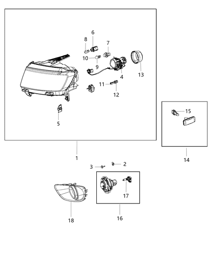 Bezel Fog Lamp Diagram for 68303486AA