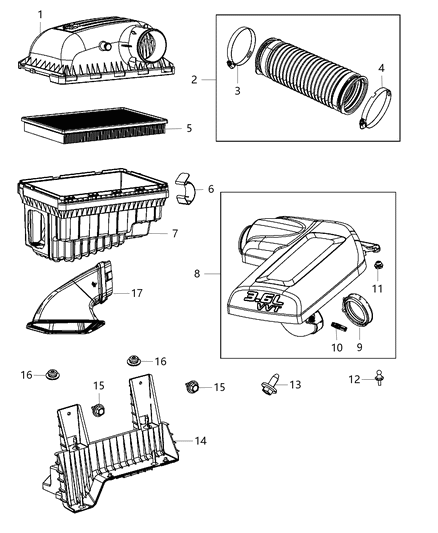 Cover Air Cleaner, Upper Diagram for 53032405AD