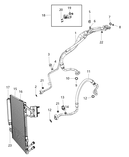 Bracket A/C Condenser Diagram for 68003501AA