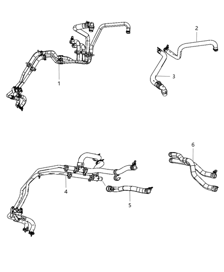 2001 Chrysler Town & Country Hose Heater Supply And Return Diagram for 5058527AC