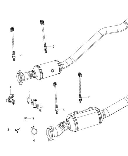 Bracket Oxygen Sensor Clip To Oxygen Sensor Diagram for 68192830AA