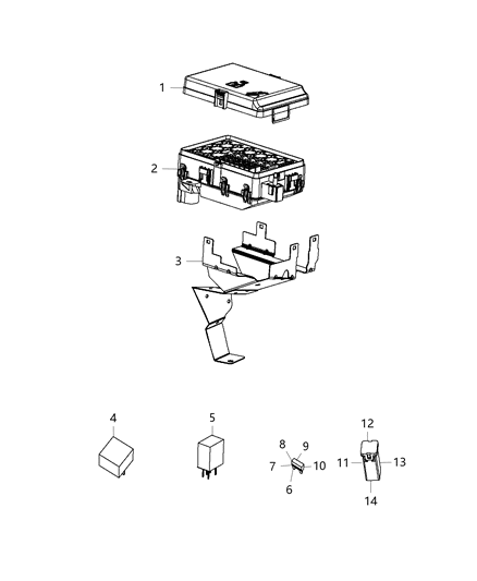 Bracket Power Distribution Center Diagram for 68244160AB
