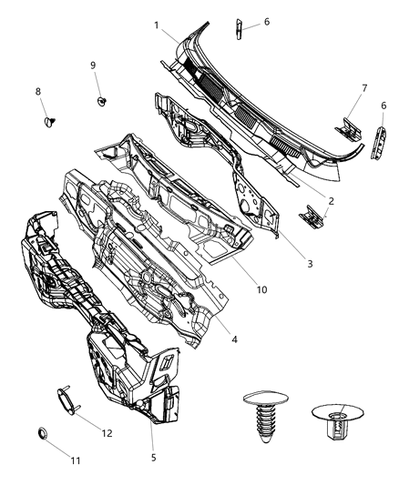 2008 Dodge Sprinter 3500 Panel Cowl And Plenum Diagram for 68214471AD