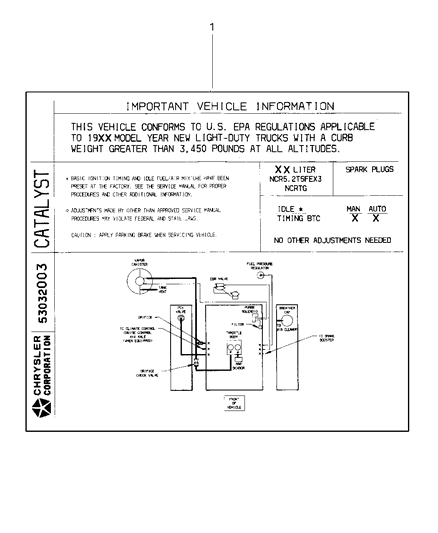 2006 Chrysler PT Cruiser Label Emission Diagram for 52110428AB