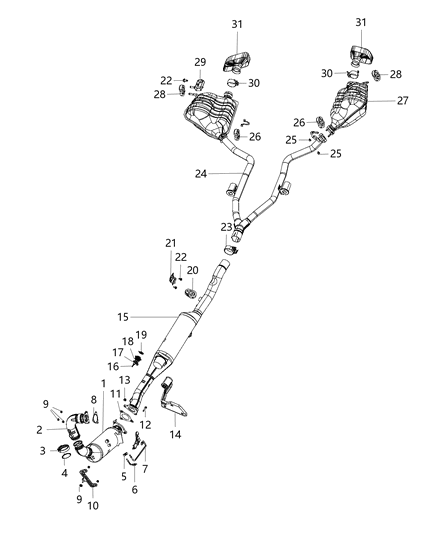 Nut M8X1.25 Exhaust Hanger Attachment Diagram for 6511422AA
