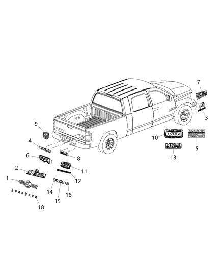 Nameplate Ram 2500 Heavy Duty Diagram for 68276961AA