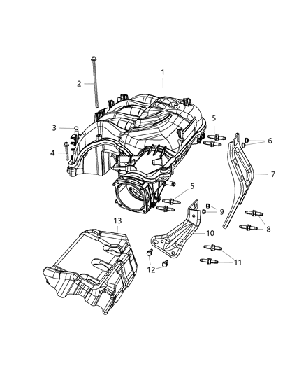 Plenum Intake Manifold Diagram for 68141333AA