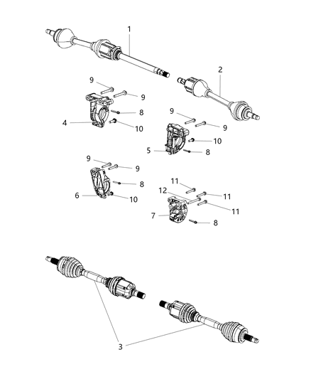 Support Axle Shaft Diagram for 68281317AA