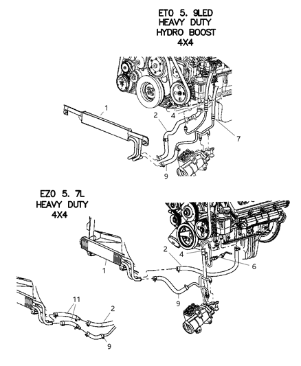 Hose Power Steering Return Rcb/Rack And Pinion To Cooler Diagram for 52106846AD