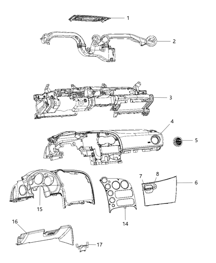 2010 Dodge Viper Glove Box Opening Door, Lower Diagram for 1MA04DX9AA