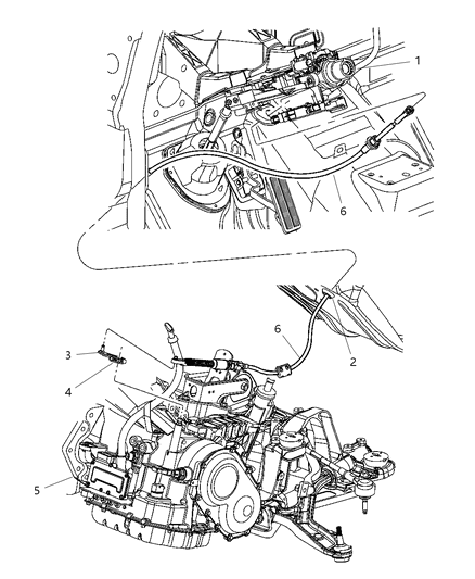 Shift Control Cable Diagram for 5133190AB