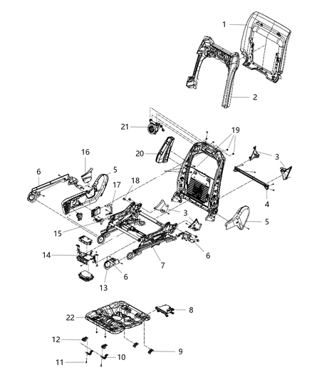2002 Dodge Caravan Panel Front Seat Back Diagram for 1UP051X9AA