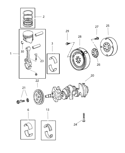 1992 Chrysler Town & Country Bearing Package Connecting Rod Standard Diagram for 4796546AB