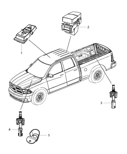 Switch Power Window Rear Sliding Glass Diagram for 4602915AA