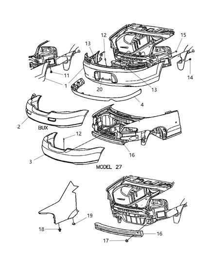 Seal Fascia Rear Bracket To Fascia Diagram for 4805688AB