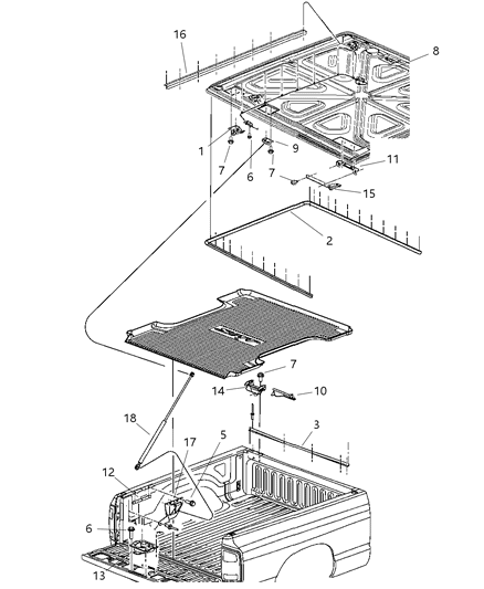 2005 Dodge Ram 1500 Retainer Tonneau Cover Hook Diagram for 5029949AC