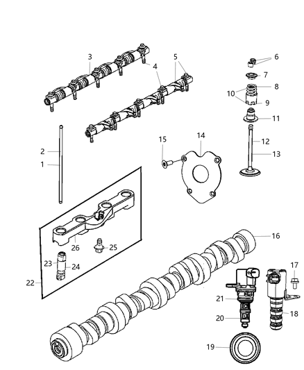 1994 Dodge B250 Lifter Hydraulic Roller Diagram for 53021572AF