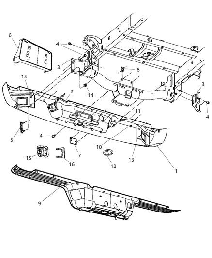 2001 Chrysler Concorde Bumper Step Bumper Only Diagram for 68004420AA