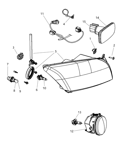1988 Dodge D350 Clip Headlamp Mounting Diagram for 68082500AA