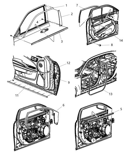 Weatherstrip Front Door Mounted Door To Fender Diagram for 68039974AB