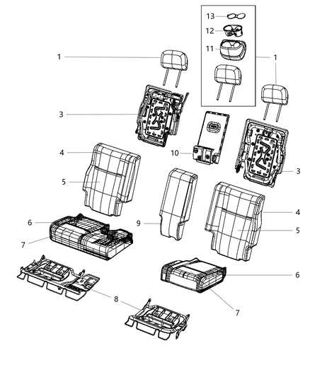 2003 Chrysler Town & Country Cover Rear Seat Cushion Diagram for 5MW49XR4AA