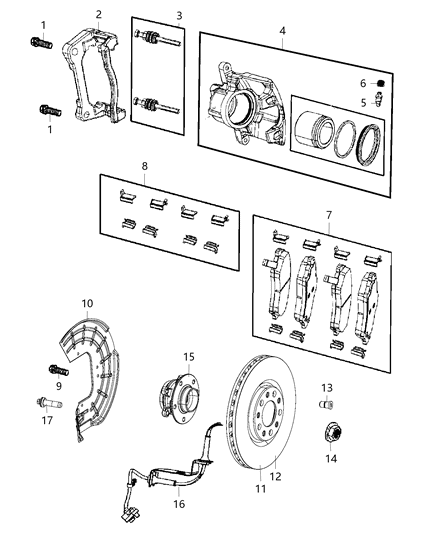 Pad Kit Front Disc Brake Diagram for 68379582AA