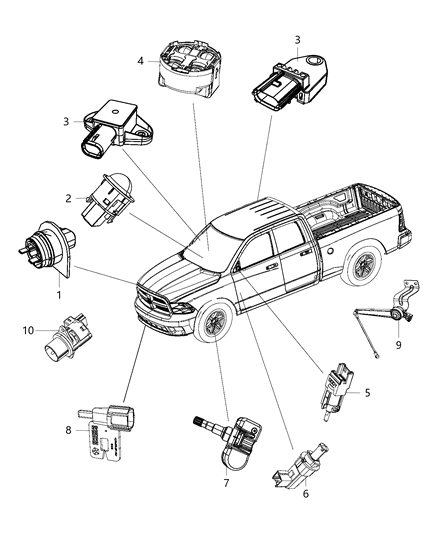 Sensor Tire Pressure Diagram for 68239729AB