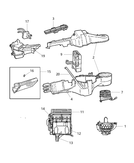 2007 Dodge Grand Caravan Evaporator A/C Includes: Insert, Sleeve, Liner And Grommet Diagram for 5019217AE