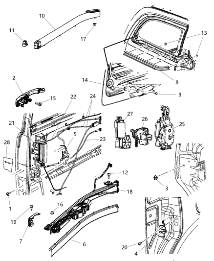 Latch Sliding Door Diagram for 68030381AD
