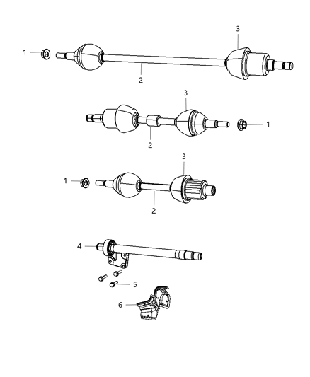 Shaft Axle Half Diagram for 4880213AD