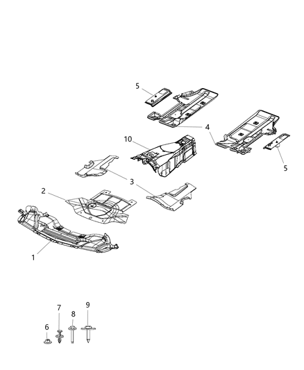 Belly Pan Front Diagram for 68184165AE