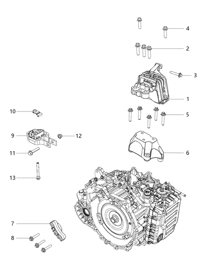Isolator Transmission Mount Diagram for 68081491AE