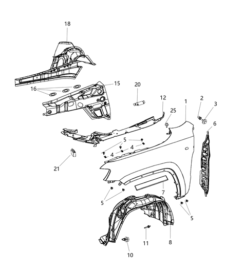Panel Fender Diagram for 55369596AC