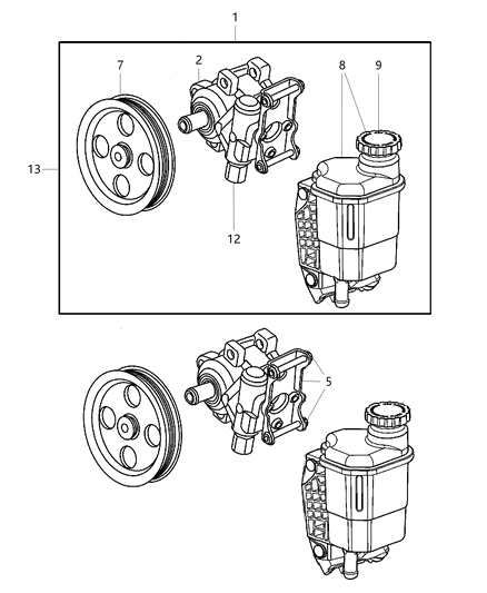 1999 Chrysler Concorde Bracket Kit Power Steering Reservoir with Bolts and Screws Diagram for 5073242AA